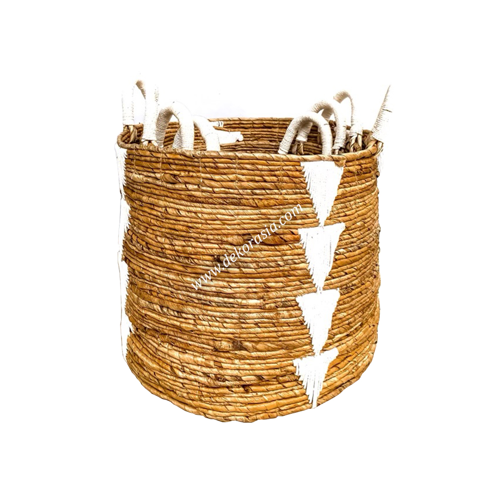 Decorative Woven Basket, Storage Basket Laundry Basket, Natural Woven Banana Basket with Handle